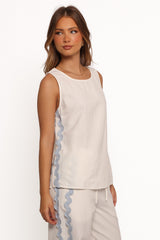 Jasinta Top - Cream Blue