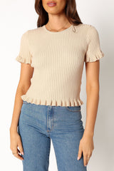 Jeana Knit Short Sleeve Top - Taupe