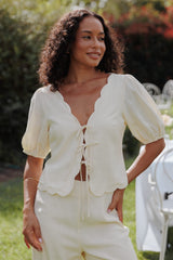 Jensen Scallop Hem Top - Butter Yellow