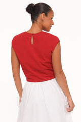 Kathy Tie Front Top - Red