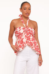 Klara Halter Top - Red Floral