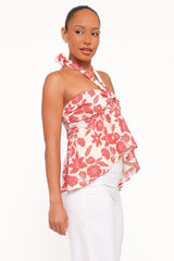 Klara Halter Top - Red Floral