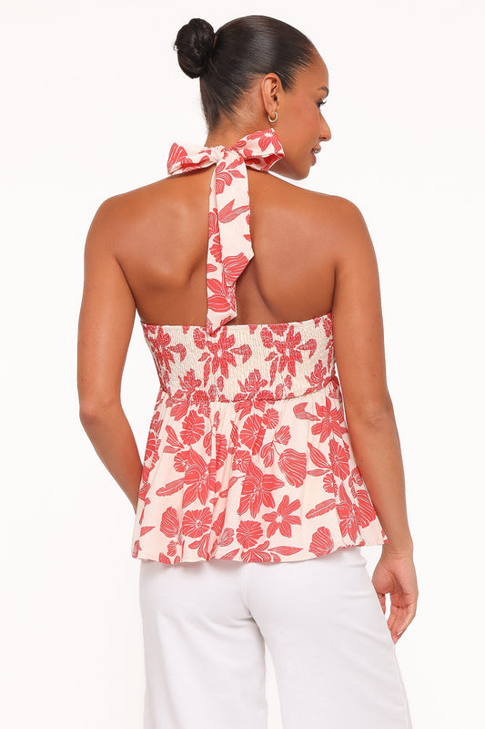Klara Halter Top - Red Floral