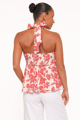 Klara Halter Top - Red Floral