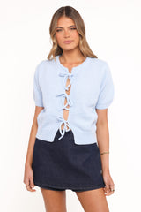 Koskie Tie Knit Top - Blue