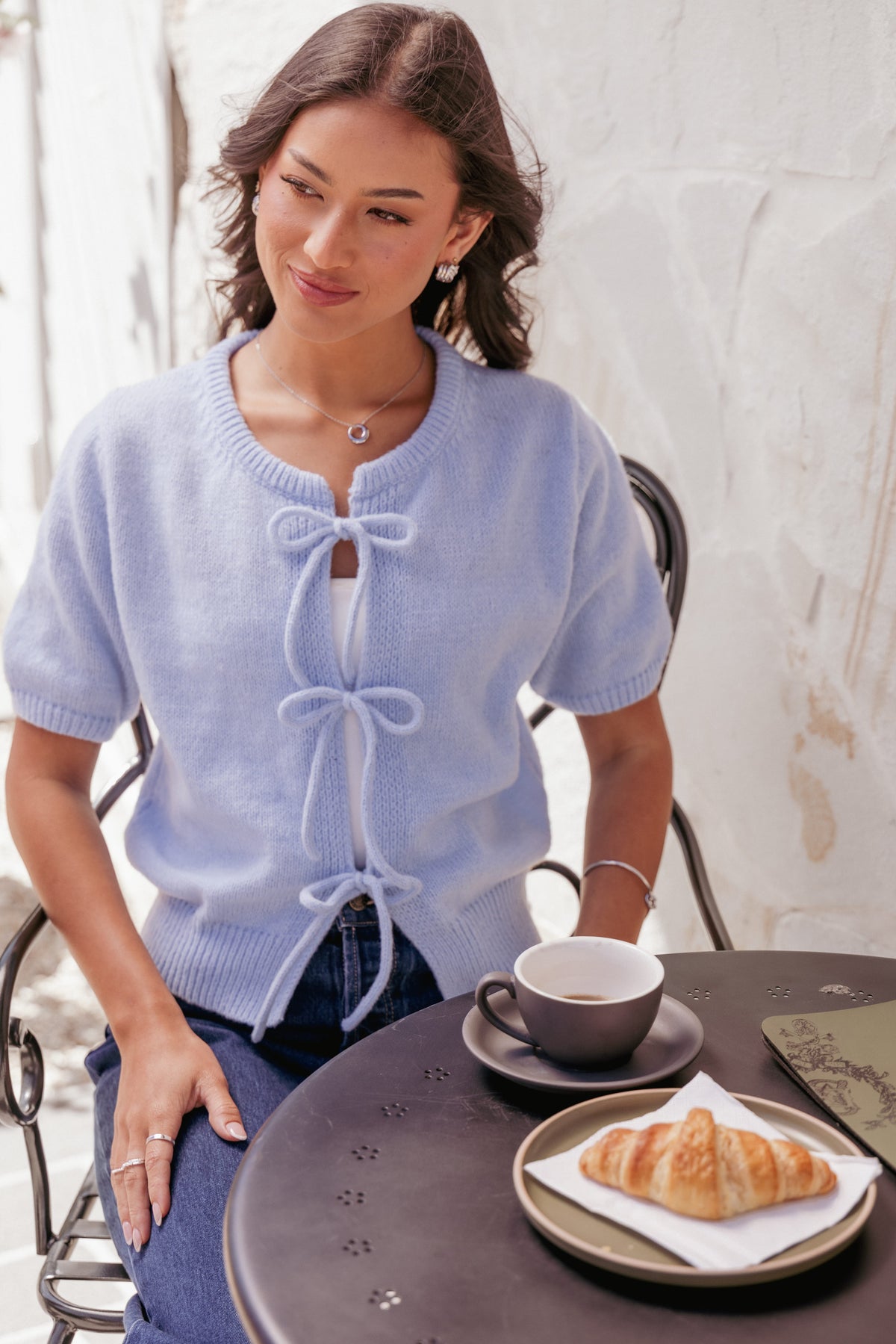 Koskie Tie Knit Top - Blue