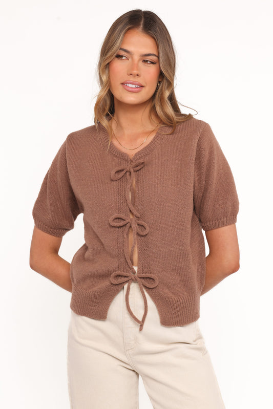 Koskie Tie Knit Top - Chocolate