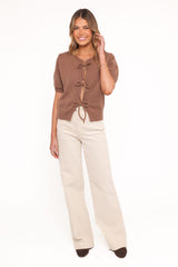 Koskie Tie Knit Top - Chocolate