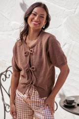 Koskie Tie Knit Top - Chocolate