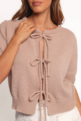 Koskie Tie Knit Top - Taupe