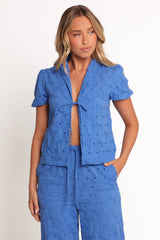 Ksenia Embroidered Tie Top - Cobalt
