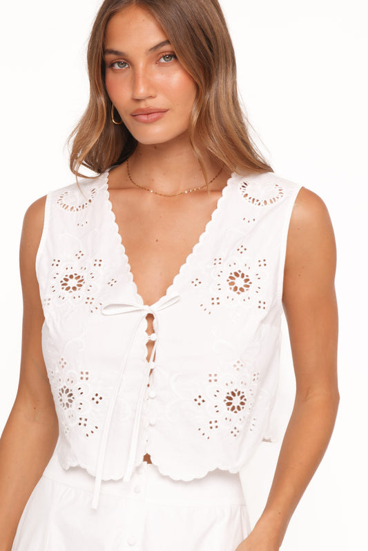 Kye Top - White Broderie