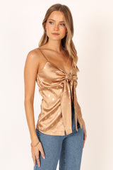 Leif Tie Front Cami - Bronze/Gold