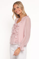 Lennon Ruffle Blouse - Blush