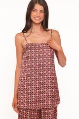 Lexi Top - Red Geometric