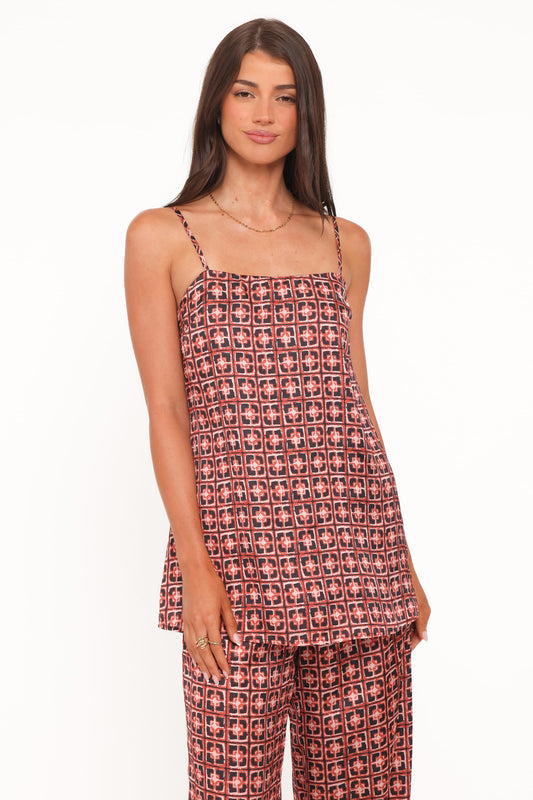 Lexi Top - Red Geometric