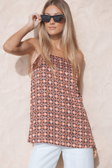 Lexi Top - Red Geometric
