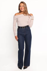 Liah Off Shoulder Knit Top - Grey