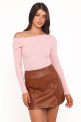 Liah Off Shoulder Knit Top - Light Pink