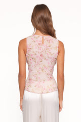 Limona Peplum Top - Blurred Pink Floral