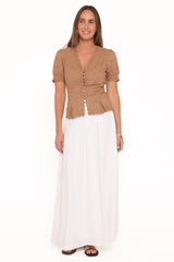 Lorraine Eyelet Top - Brown