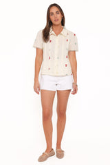 Lucile Embroidered Shirt - Light Yellow