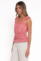 Lucilla Shirred Waist Top - petals Pink