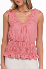 Lucilla Shirred Waist Top - petals Pink