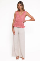 Lucilla Shirred Waist Top - petals Pink