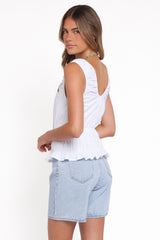 Lucilla Shirred Waist Top - White