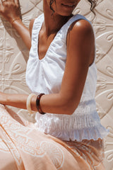 Lucilla Shirred Waist Top - White