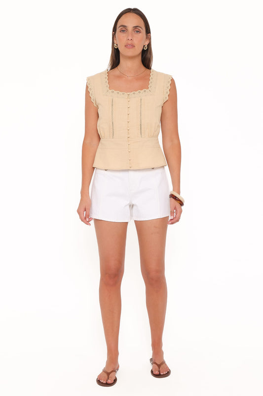 Luke Button Top - Khaki