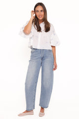 Luneth Button Up Blouse - White