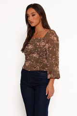 Maia Long Sleeve Top - Olive Floral