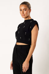 Malani Beaded Top - Black