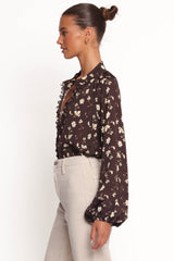 Marni Top - Brown Ditsy