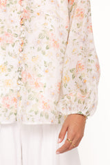 Marni Top - White Multi Floral