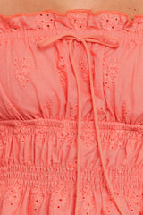 Melissa Peplum Top - Coral
