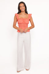 Melissa Peplum Top - Coral