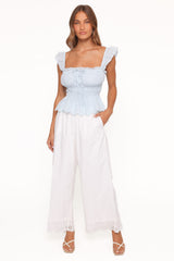 Melissa Peplum Top - Pale Blue
