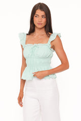Melissa Peplum Top - Sage