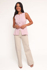 Milani Bow Knitted Top - Light Pink