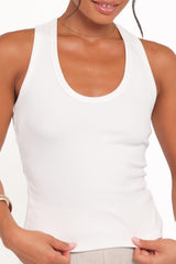 Miles Racerback Rib Knit Tank Top - White