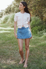 Monae Pointelle Button Up Top - Pink