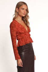 Monica Long Sleeve Top - Red Roses