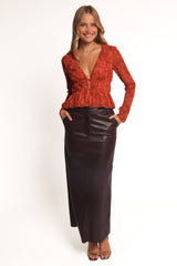 Monica Long Sleeve Top - Red Roses