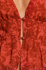 Monica Long Sleeve Top - Red Roses