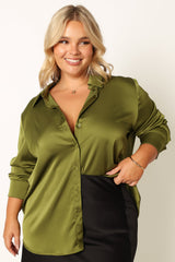 Narissa Satin Shirt - Palm Green