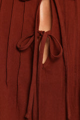 Nika Pleated Top - Chocolate Brown
