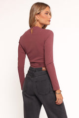 Nissa Long Sleeve Top - Chocolate Cherry